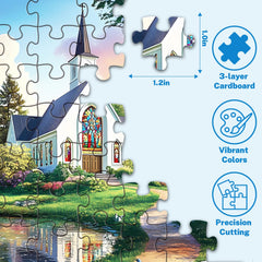 HYXCHQA winter snow village puzzle sparkling scenes for calming focus.