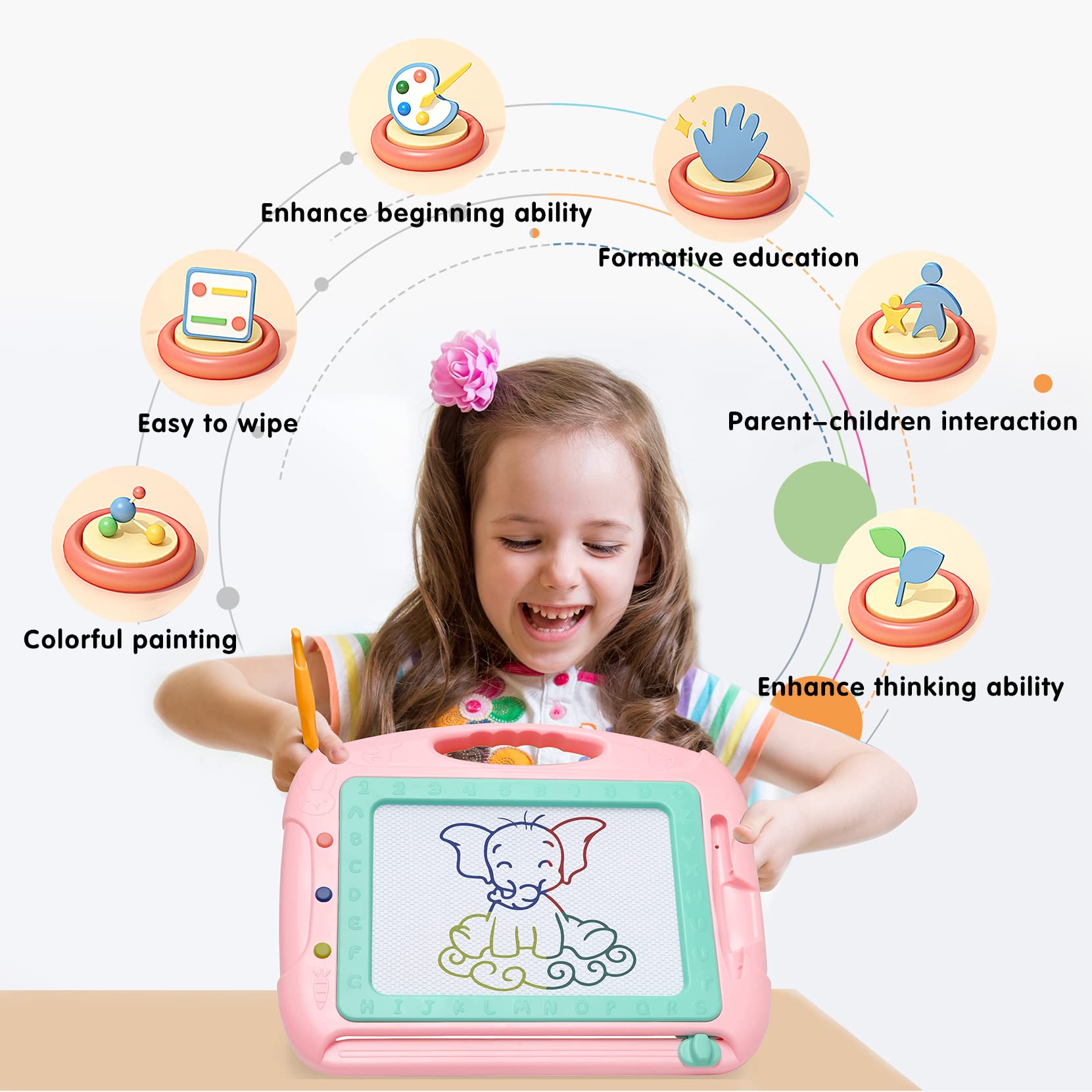 HZZILEY erasable doodle board features an easy-grip eraser for quick corrections.