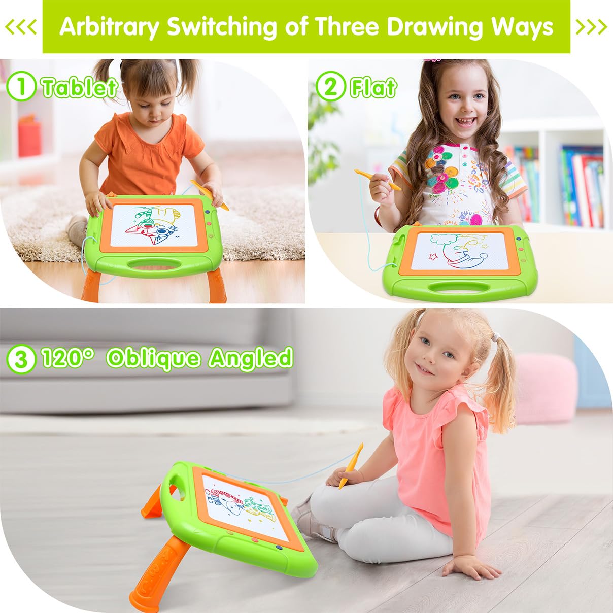 HZZILEY toddler drawing board includes stamps to spark creative tracing.
