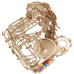 i-CHONY wooden marble run laser-cut pieces highlight smooth edges for safe building.