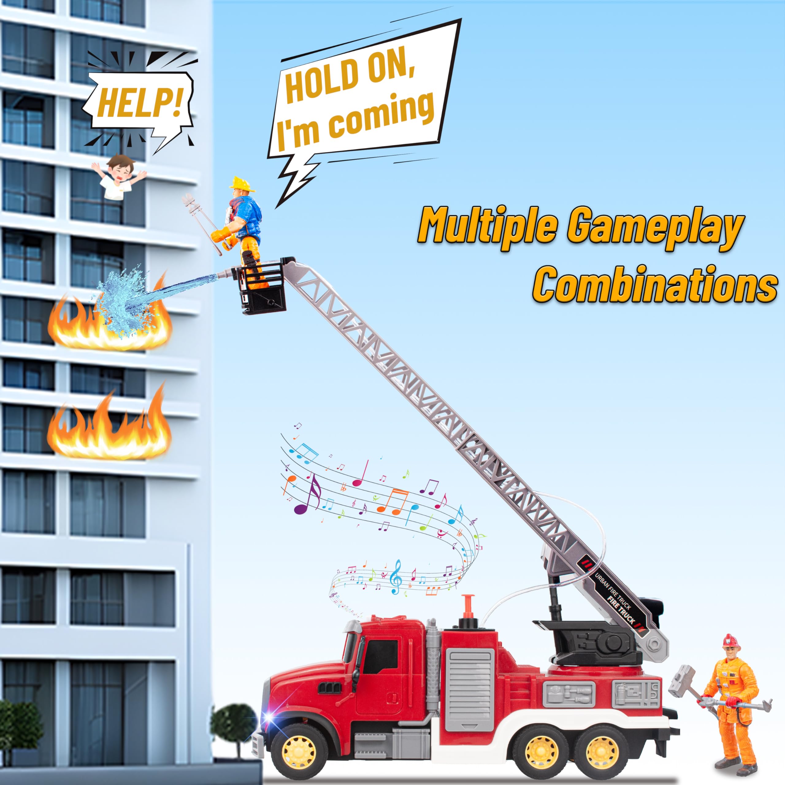 i diy friction-powered fire truck offers simple hand-propelled action