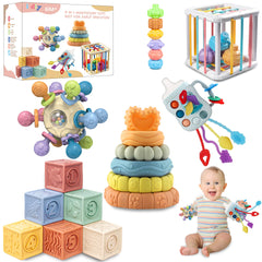 i diy Montessori toys for 6+ months enhance early color and shape recognition.