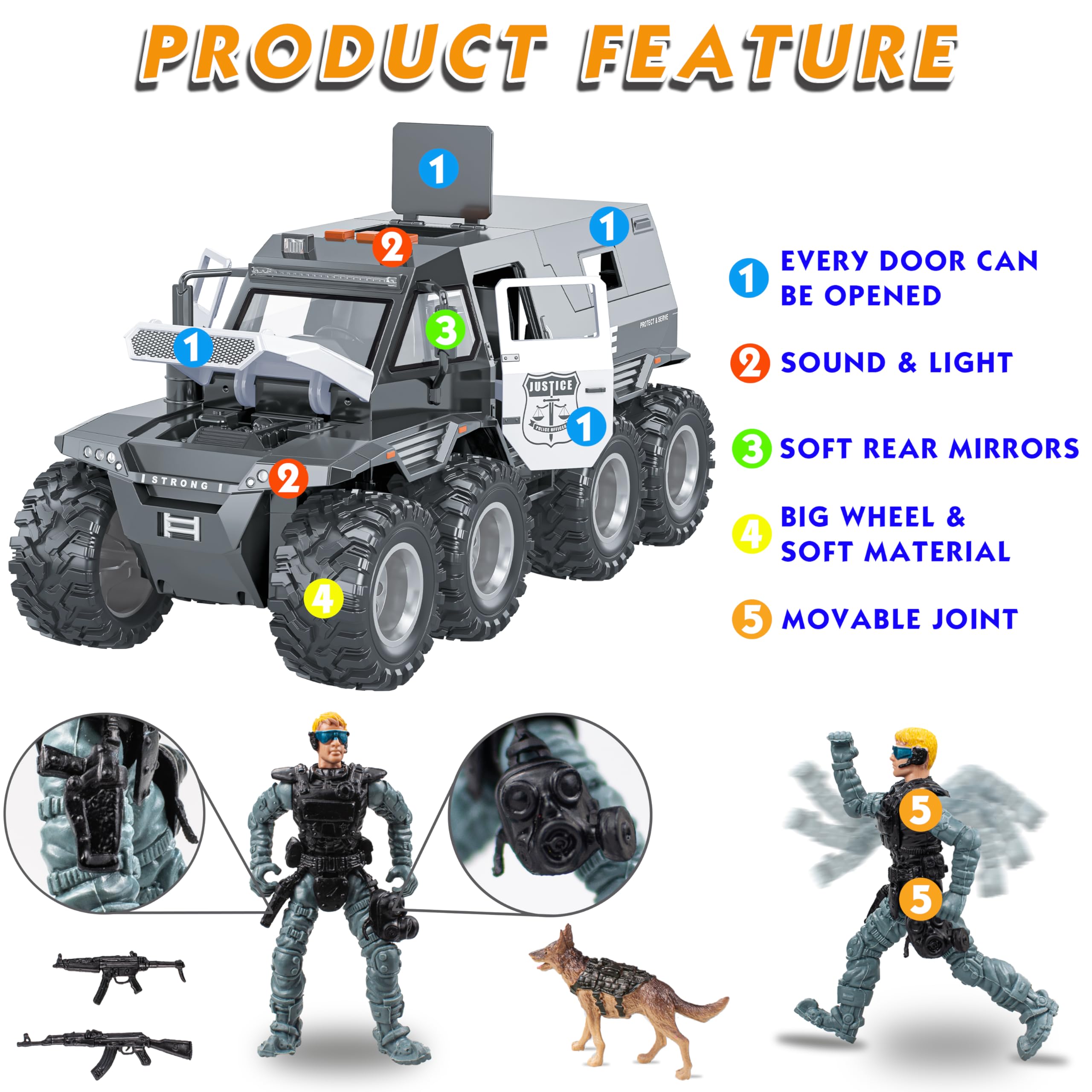 i diy Police Car Toy lights and sounds buttons boost interactive pretend play