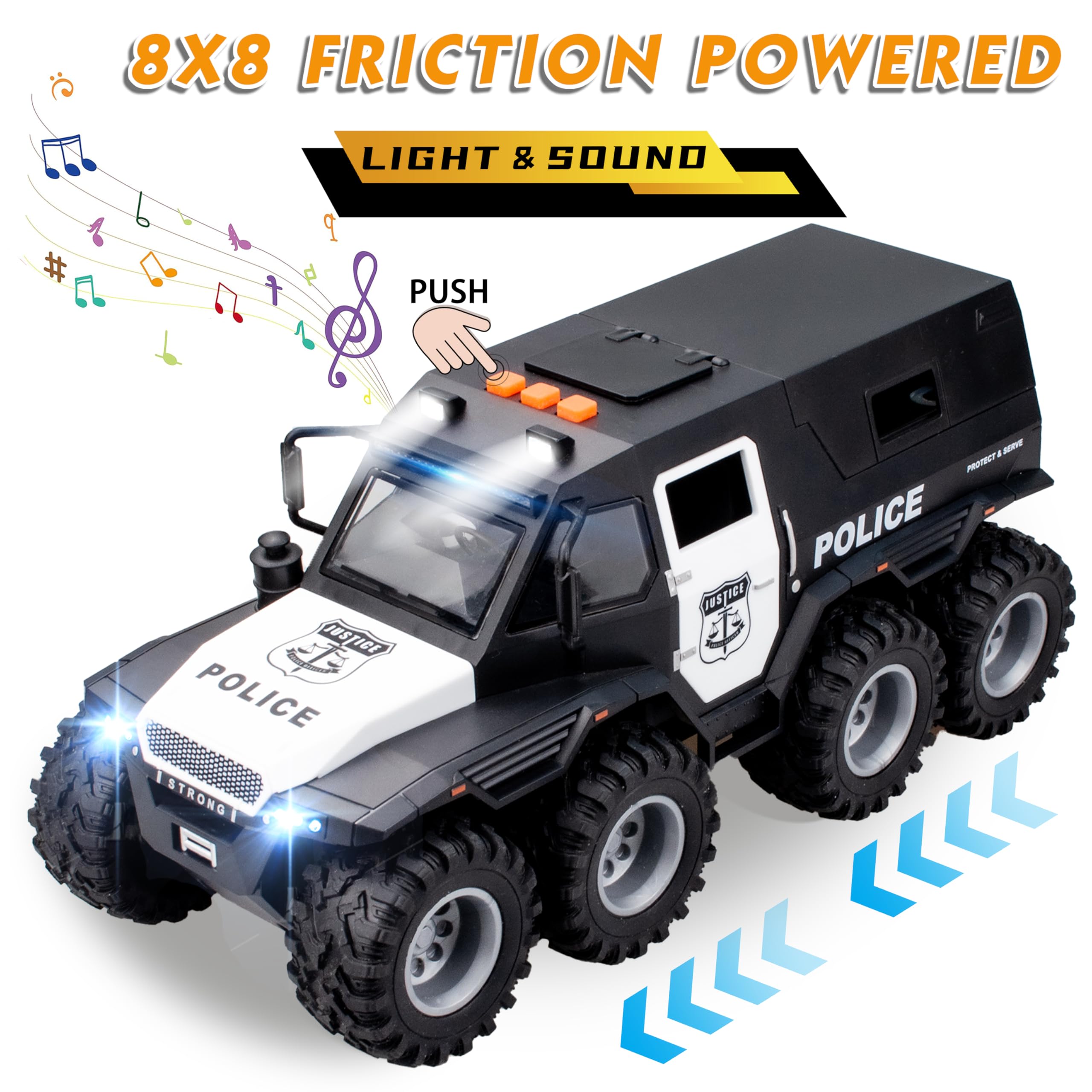 i diy Police Car Toy open doors trunk for easy figure storage
