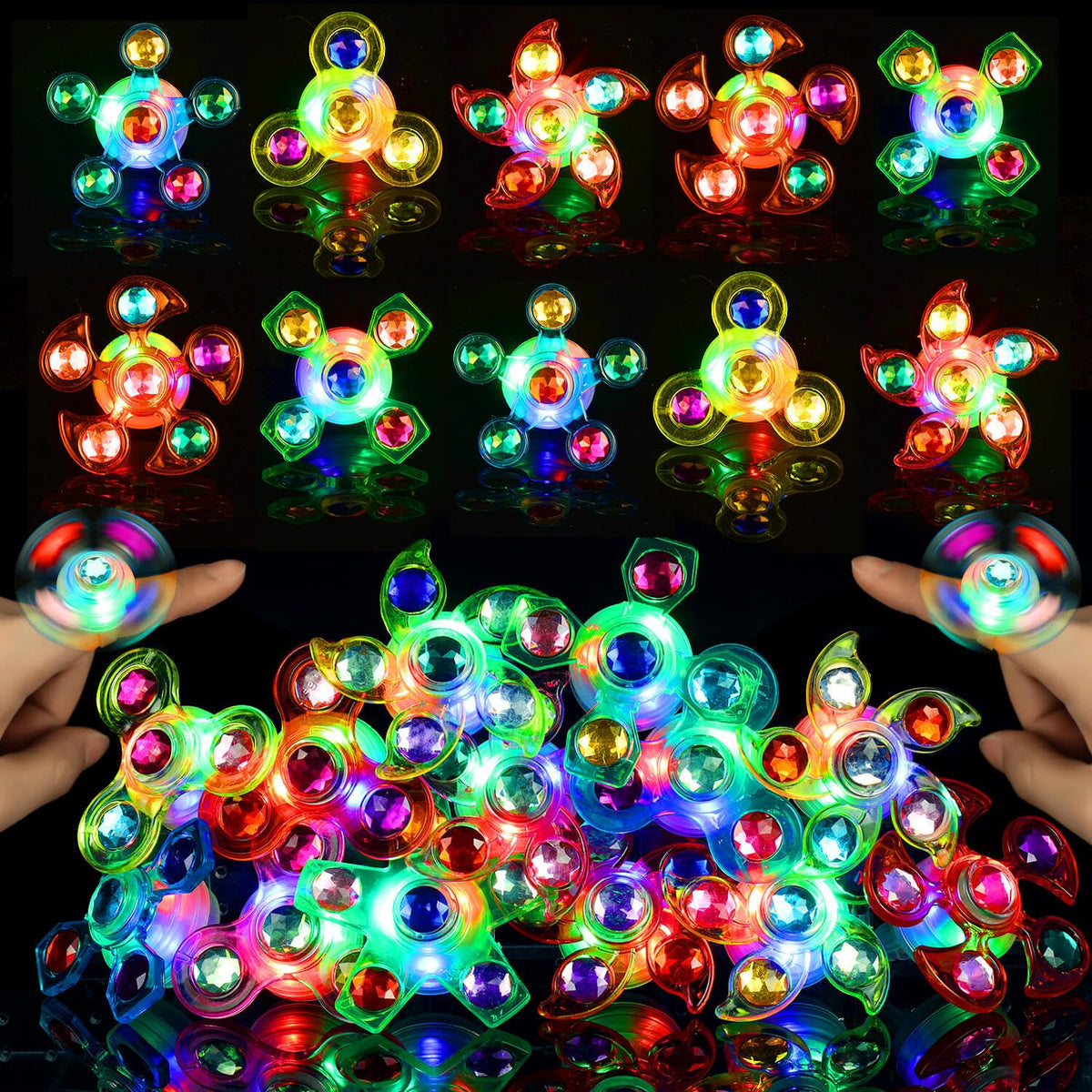i7creoy glow-spinner-rings 26-piece set for party favors and events
