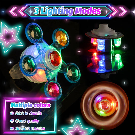 i7creoy LED spinner rings show red blue green lights for nighttime events