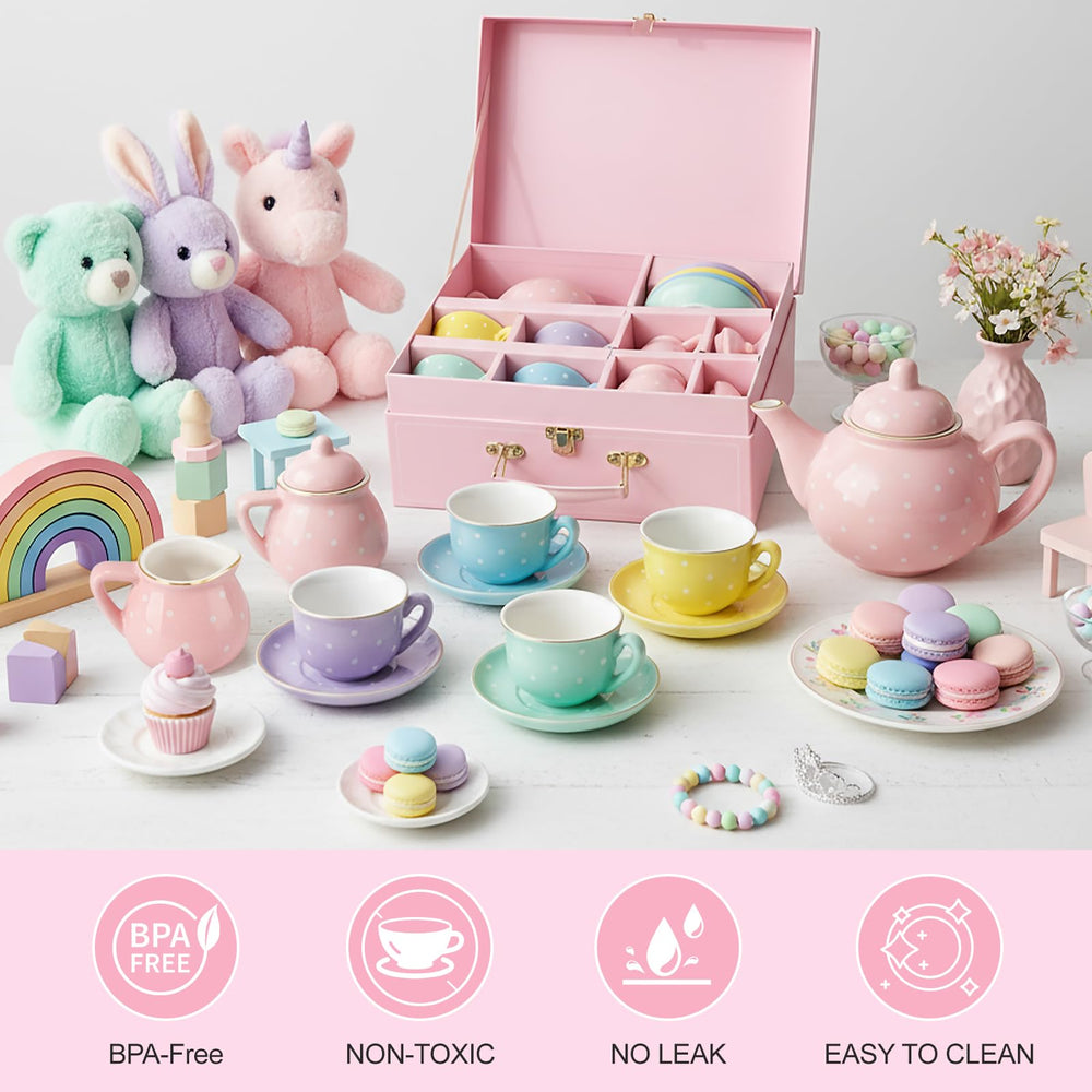iaovueby porcelain tea set carry-case for easy transport to playdates