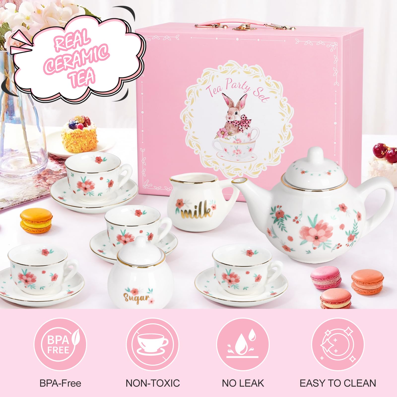 iAOVUEBY carrying case keeps the tea set organized for playdates