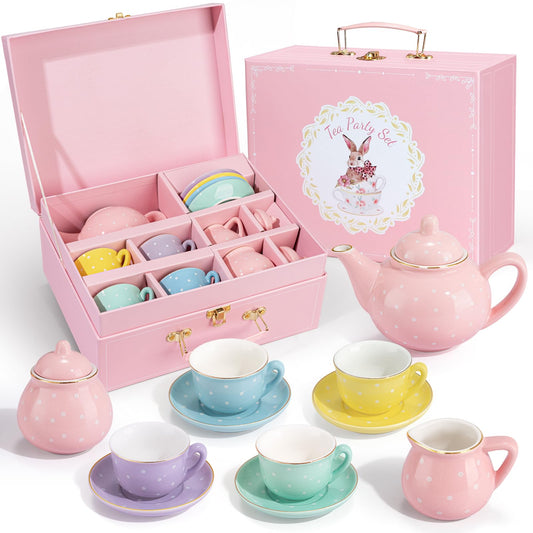 iaovueby porcelain tea set saucers: child-friendly for shared pretend tea parties