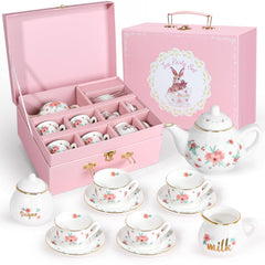 iaovueby porcelain tea set with cups for imaginative pretend play