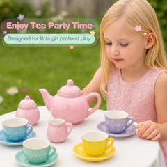 iaovueby porcelain tea set teapot with lid featuring rose motifs for pretend gatherings