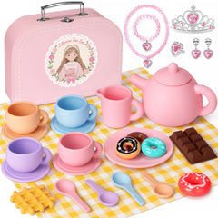 iAOVUEBY silicone tea set teapot for safe pretend play and graceful pouring.