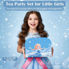 iaovueby tea party set carrying case for easy transport and cleanup