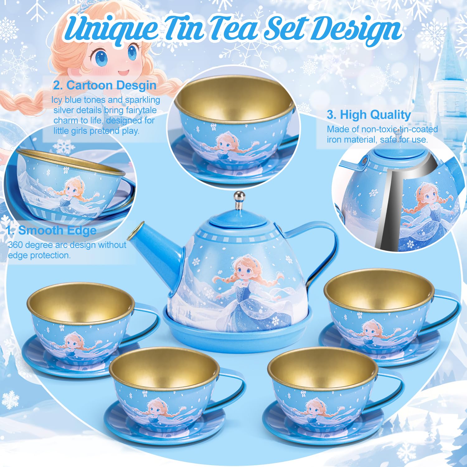 iaovueby tea party set cups and saucers safe pretend drinkware
