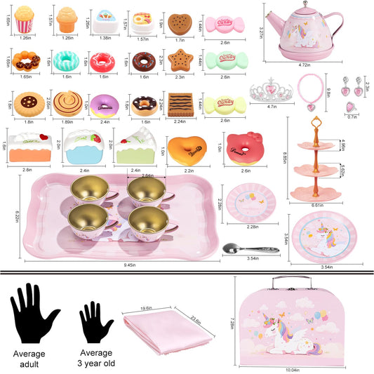 iAOVUEBY Tea Party Set dessert stand – colorful three-tier display for pretend celebrations.