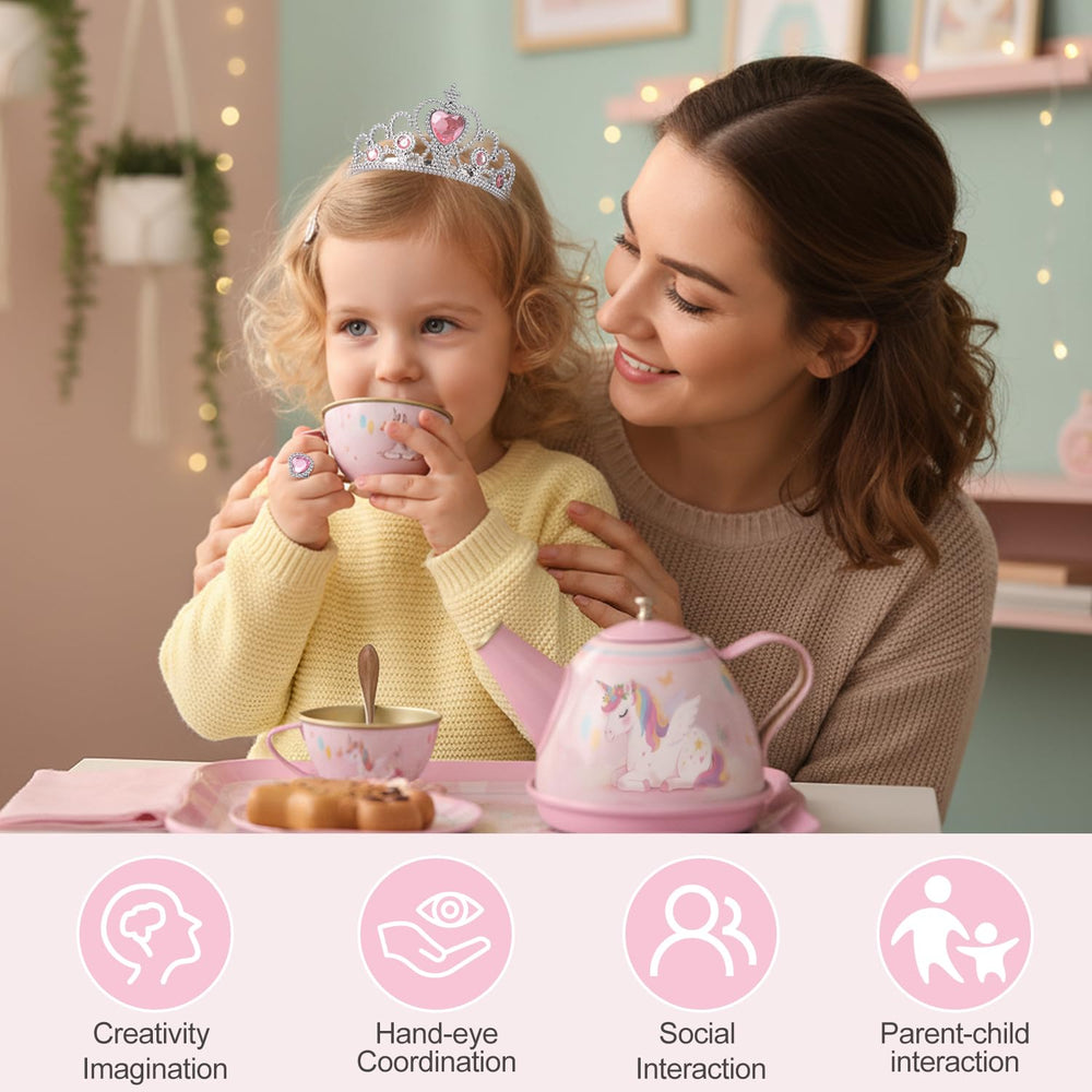 iAOVUEBY Tea Party Set jewelry accessories – crowns and jewelry spark creative dress-up.