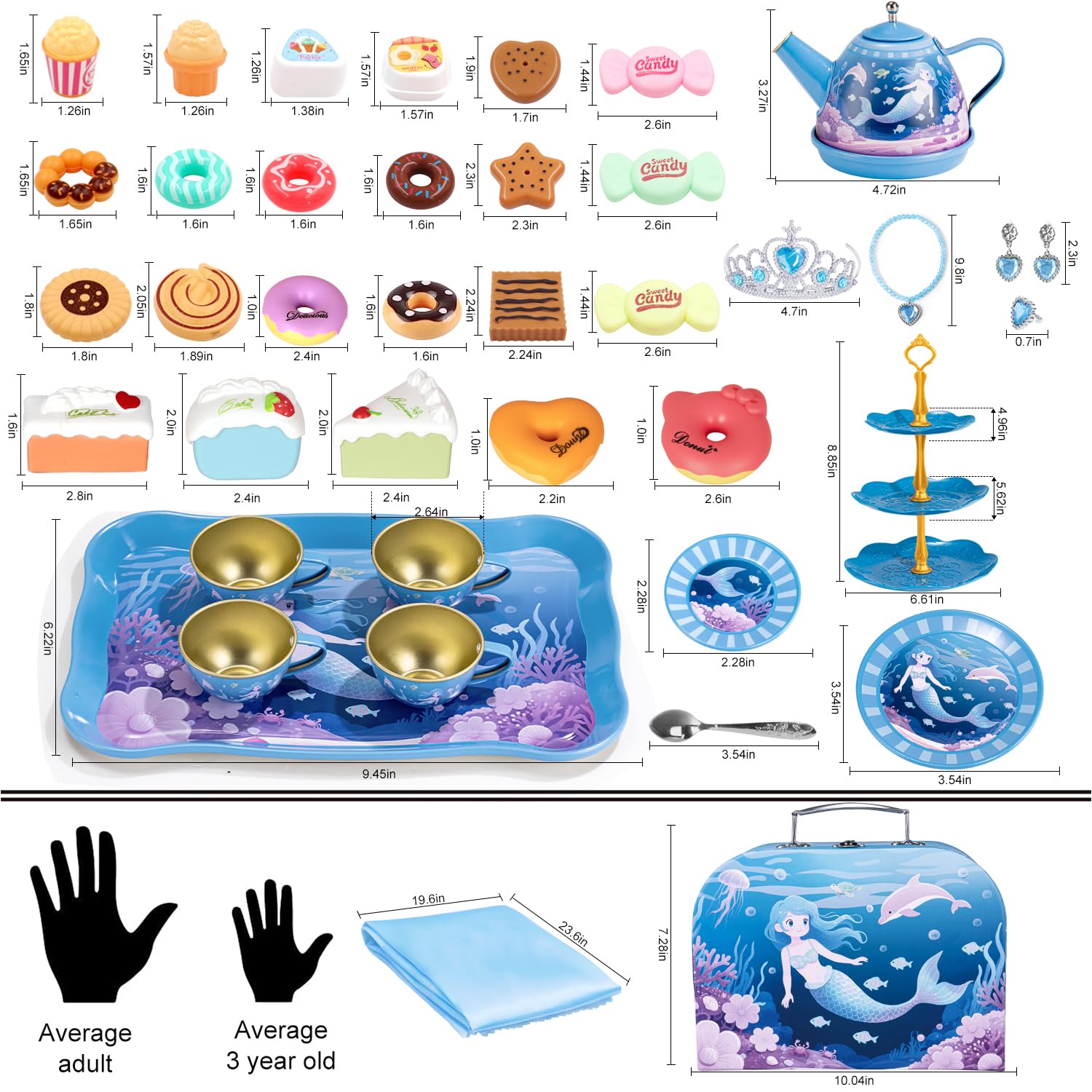 iaovueby tea party set serving tray for organized play and easy serving
