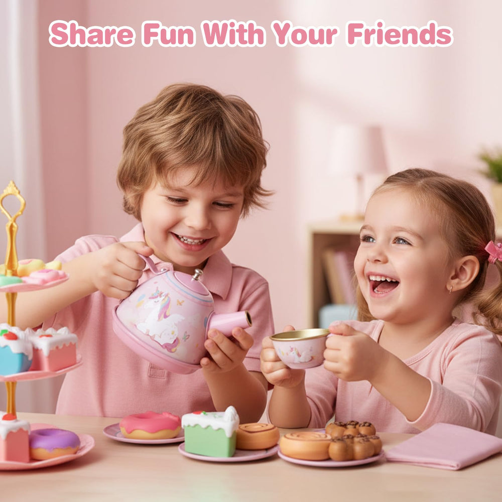iAOVUEBY Tea Party Set tablecloth – adds color and structure to pretend tea parties.