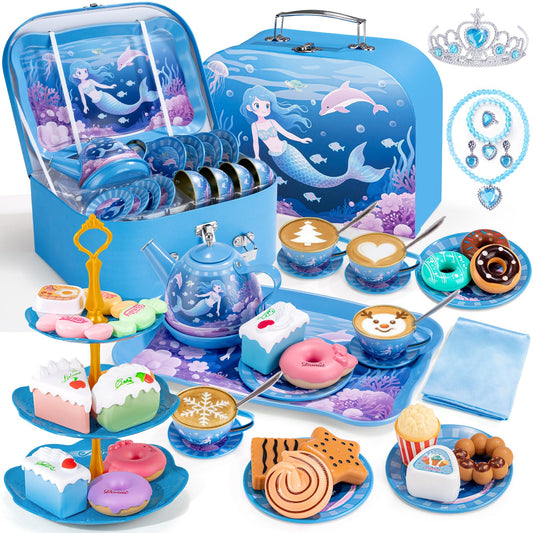 iaovueby tea party set teapot for imaginative pretend tea time with friends
