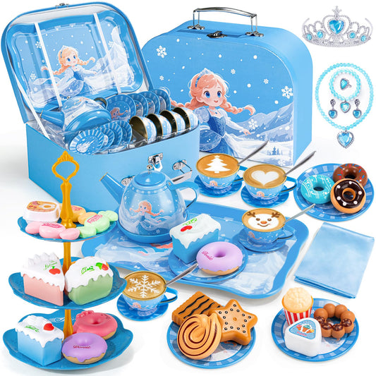 iaovueby tea party set teapot with glossy finish for imaginative play