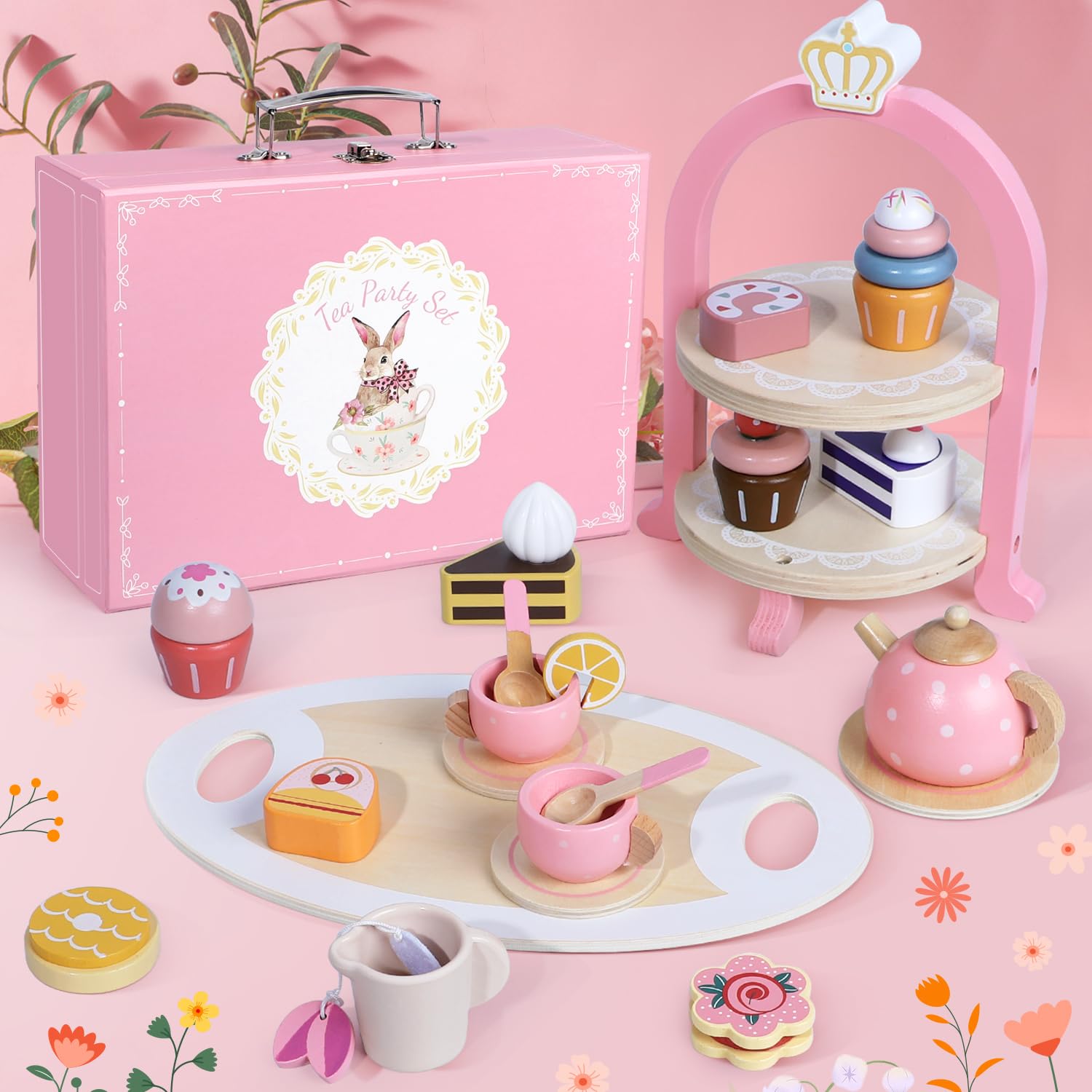 iAOVUEBY two-tier cake stand displays desserts during play