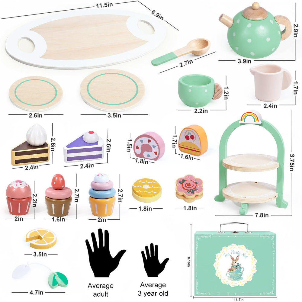 iAOVUEBY wooden cups encourage sharing during tea party play.
