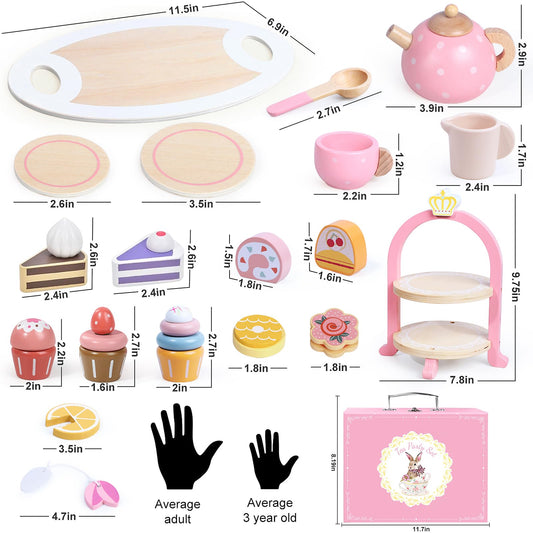 iaovueby tea set serving tray and saucers for pretend tea
