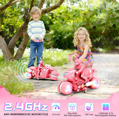 iappadore durable RC motorcycle with side wheels boosts balance and control