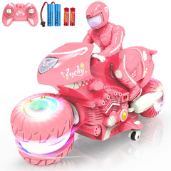 iappadore pink RC motorcycle with LED wheel lights for vibrant night play