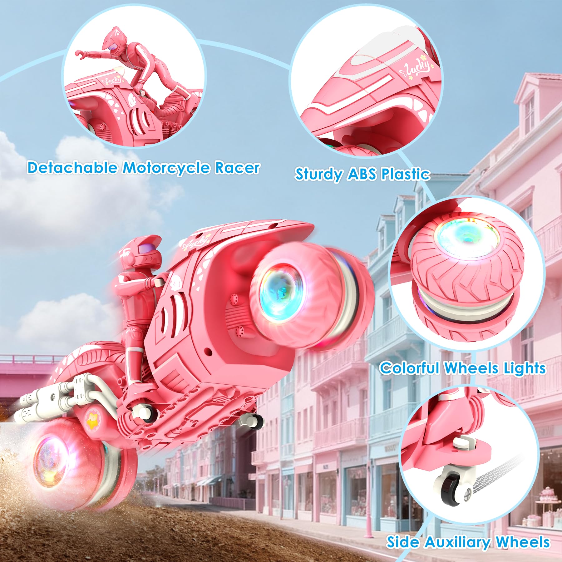 iappadore RC motorcycle 180-degree front wheel for dramatic stunts