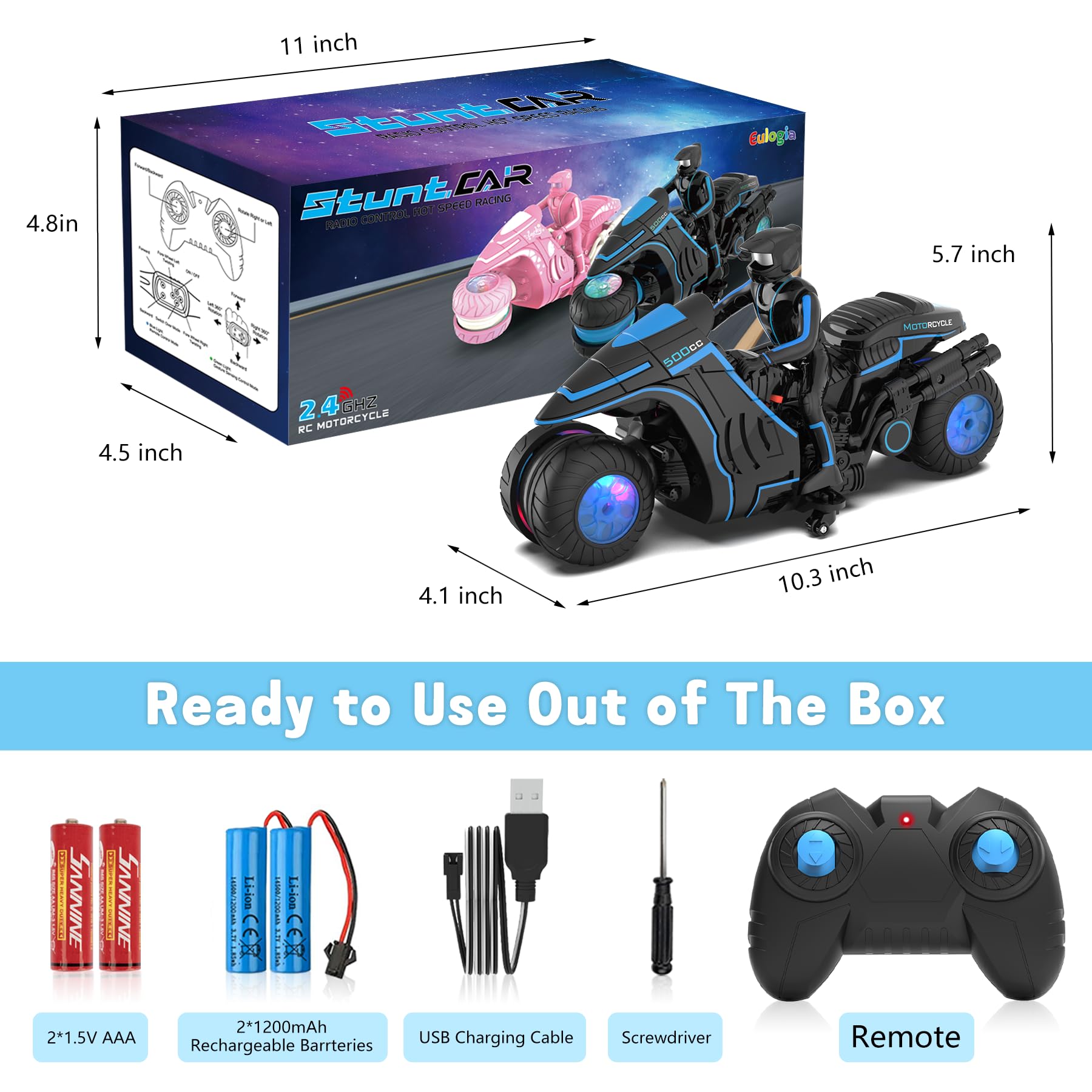 iappadore rc bike with dual 1200mAh batteries for longer sessions