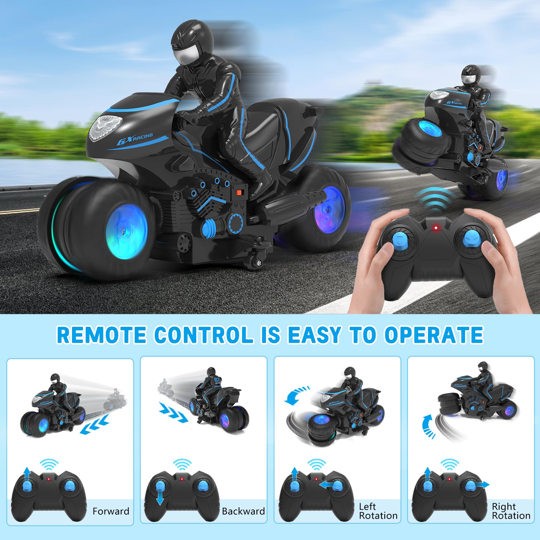 iappadore RC Motorcycle front wheel twist aids smooth drifts