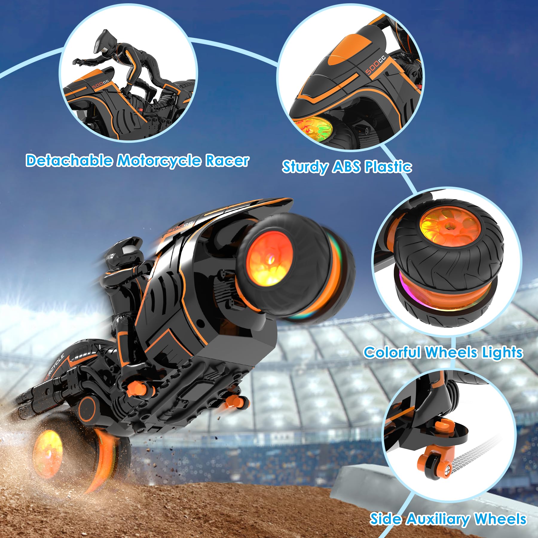 iappadore remote-control motorcycle double battery for extended playtime.