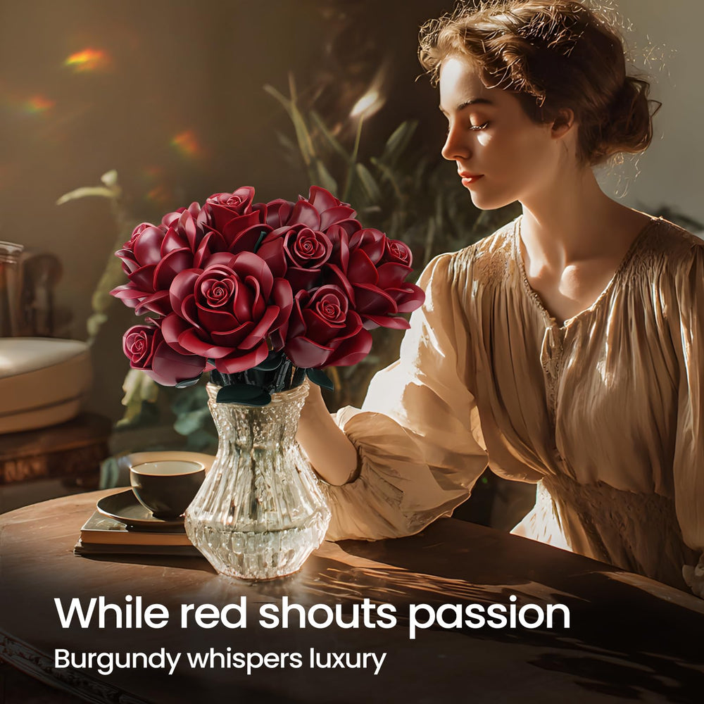 iATOM 12-pcs burgundy roses kit highlighting color depth for elegant decor