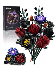 iATOM black burgundy rose bouquet assembly as a dramatic gothic centerpiece
