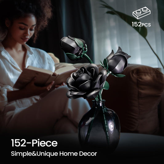 iATOM Black Roses Building Set half bloom dramatic interior accent