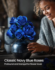 iATOM blue rose with swingable petals for versatile display options