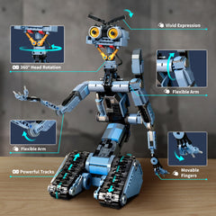 iATOM Johnny 5 includes rechargeable battery and charging cable for extended building sessions