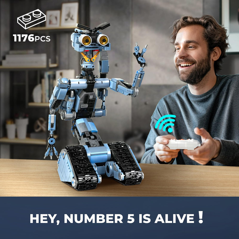 iATOM Johnny 5 robot with remote control demonstrates easy wireless operation for interactive play