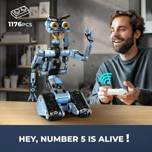 iATOM Johnny 5 robot with remote control demonstrates easy wireless operation for interactive play
