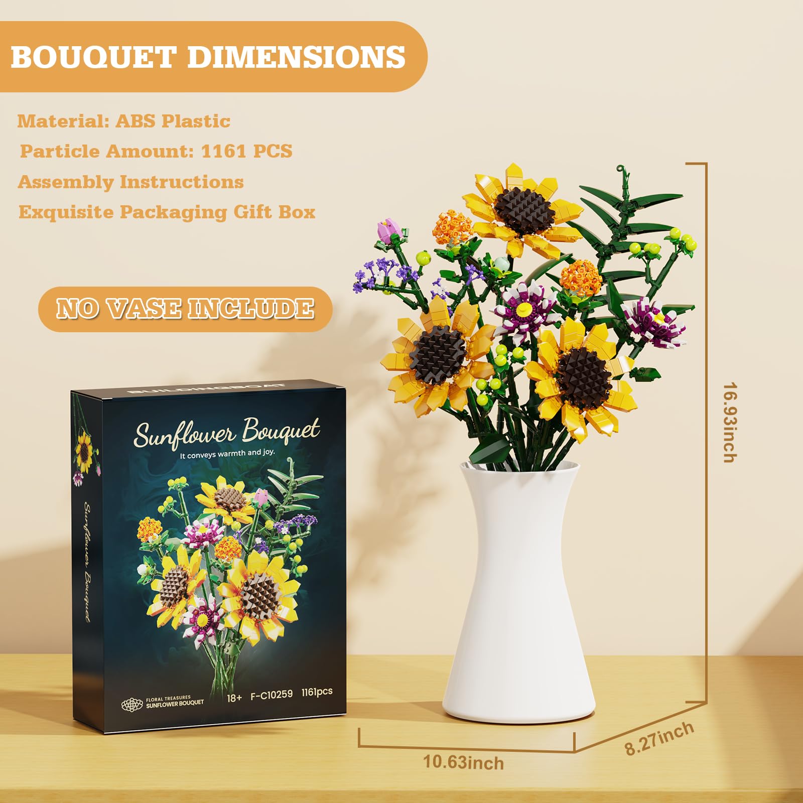 iATOM Sunflowers Bouquet display ready to gift for Valentines Day or Mother's Day