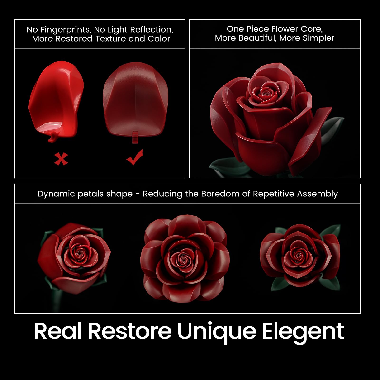 iATOM swingable petals and leaves to customize the look