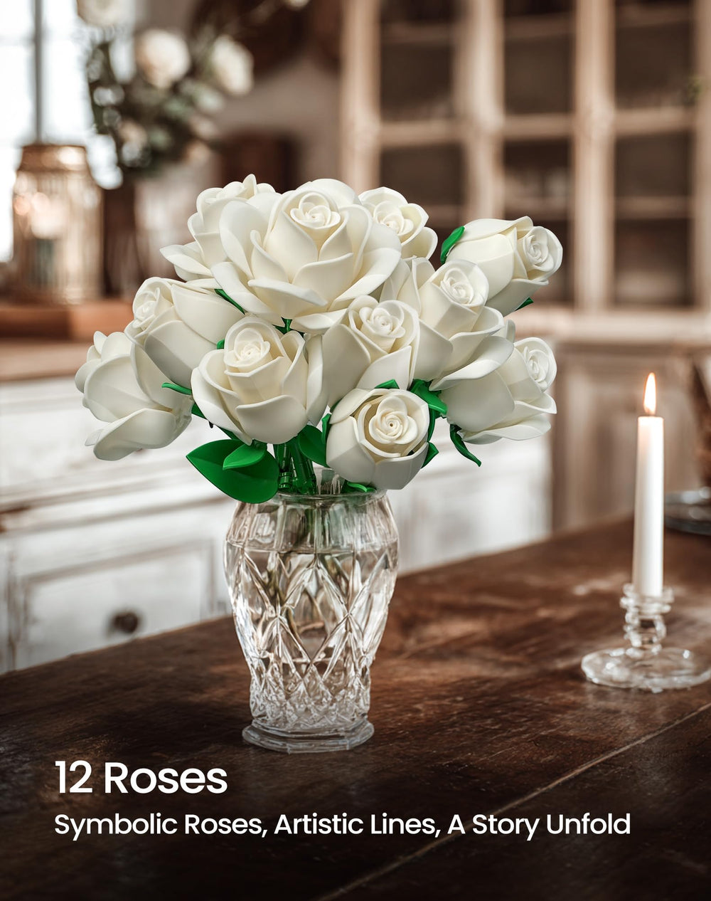 iATOM White Rose Bouquet Building Set: perfect gift for occasions