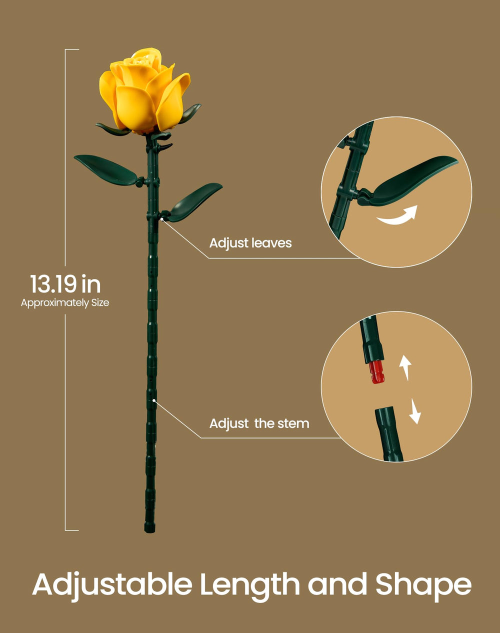 iATOM Yellow Rose Bouquet integrated-die-cast core for easy assembly and lasting look.