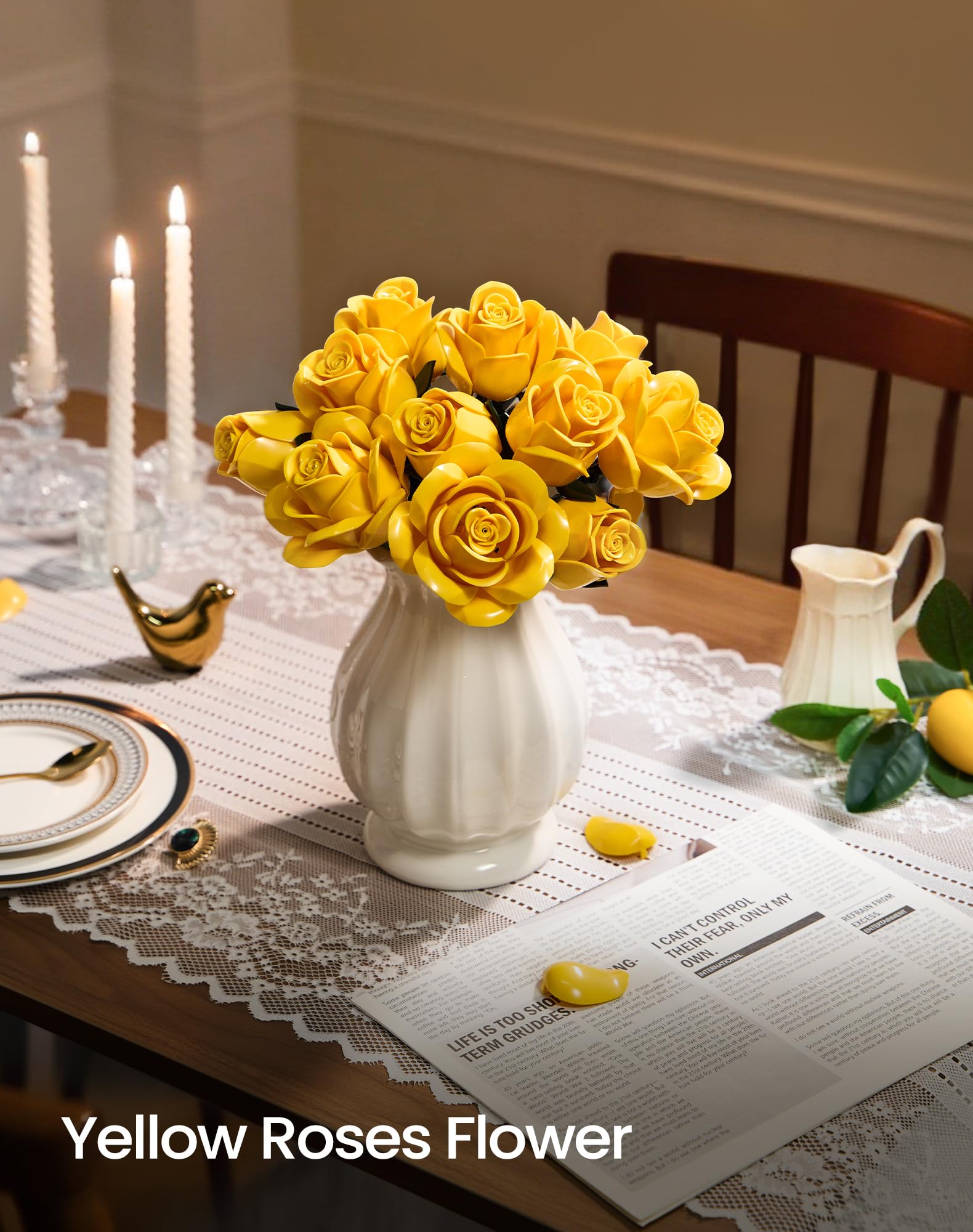 iATOM Yellow Rose Bouquet ideal as a cheerful centerpiece for home and office.