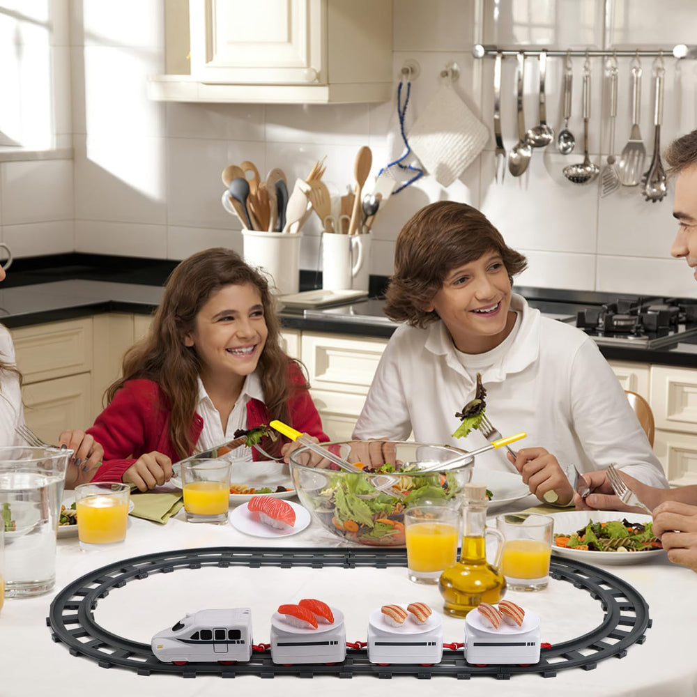 ibasenice Sushi Train track system provides smooth rounds for steady play.