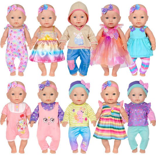 iBayda 10-piece doll clothes set for 14-16 inch dolls with versatile outfits.