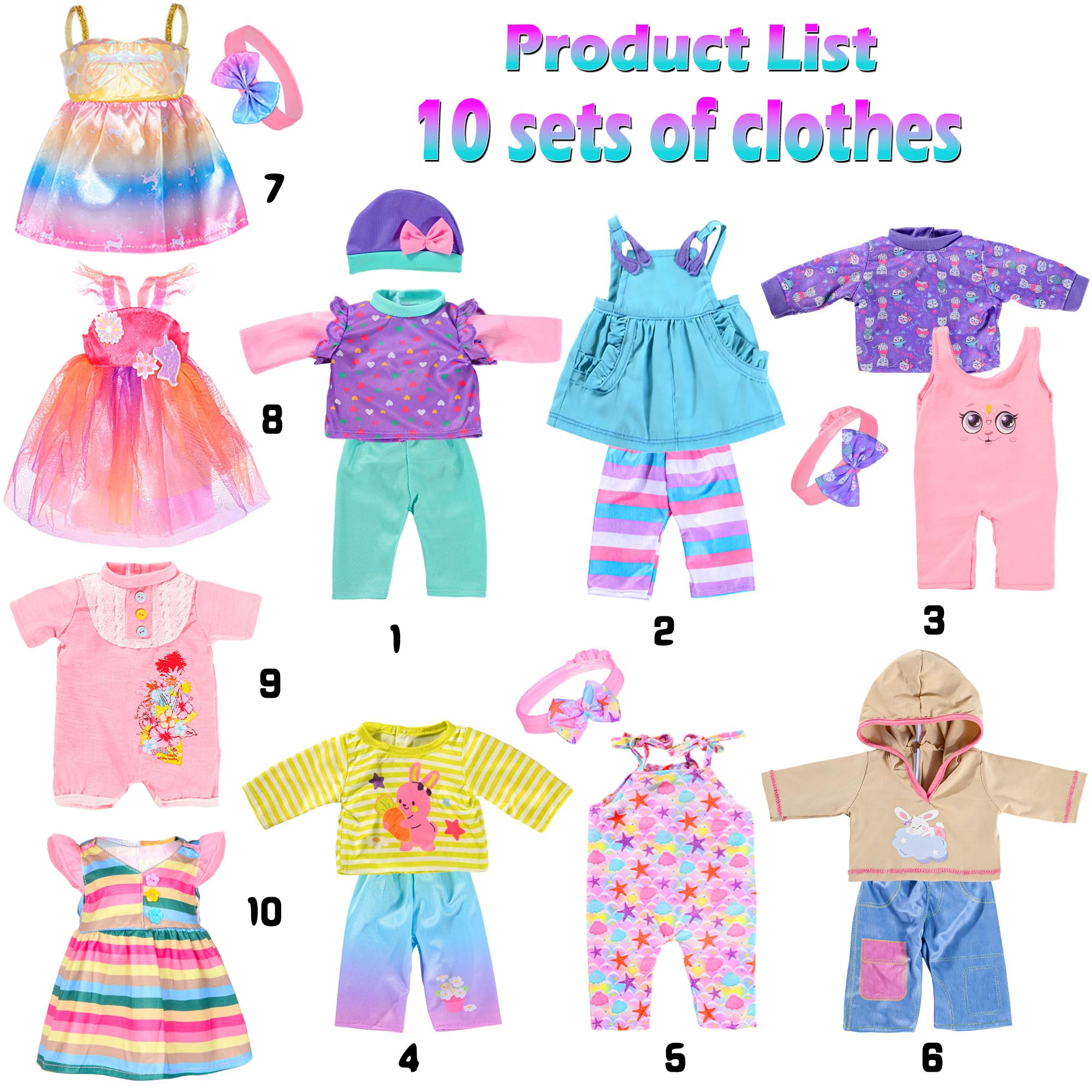 Soft-material doll outfits by iBayda designed for easy dressing.