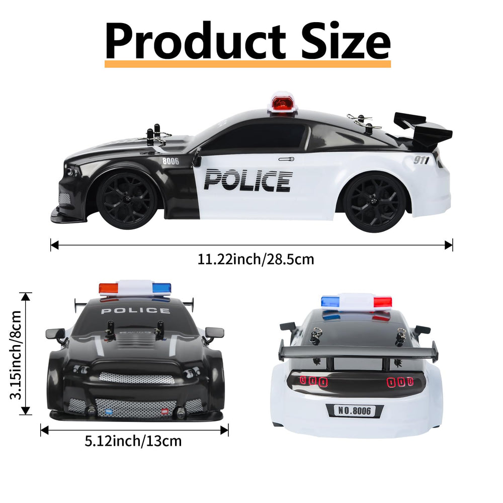 iBlivers RC Drift Police Car drift tires enable controlled fun on smooth surfaces