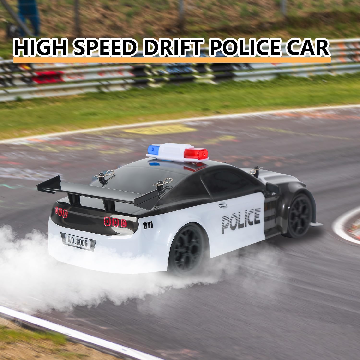 iBlivers RC Drift Police Car racing tires support faster laps